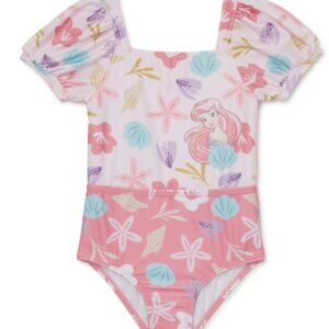 NEW - Disney Character Toddler Girl Puff-Sleeve One-Piece Swimsuit- 12 Months